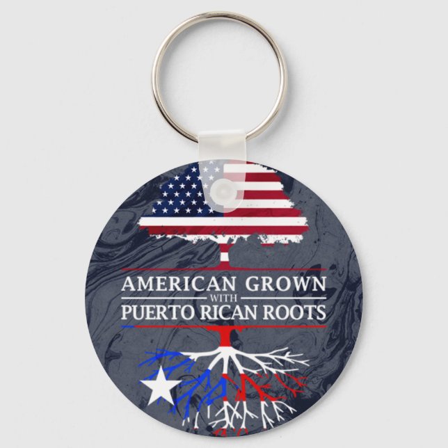 American Grown with Puerto Rican Roots Marble Keychain (Front)