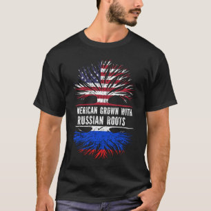 American Grown with Russian Roots USA Flag T-Shirt
