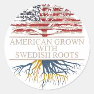 American grown with swedish roots classic round sticker