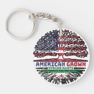 American Grown With Syrian Roots Keychain