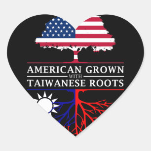 American Grown with Taiwanese Roots Taiwan Heart Sticker