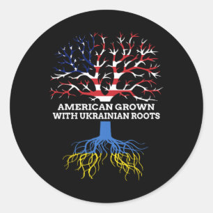 American Grown With Ukrainian Roots Classic Round Sticker