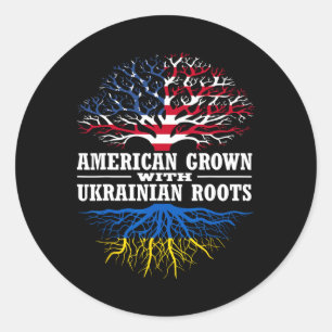 American Grown With Ukrainian Roots Tree Usa Ukrai Classic Round Sticker