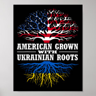 American Grown With Ukrainian Roots Tree Usa Ukrai Poster