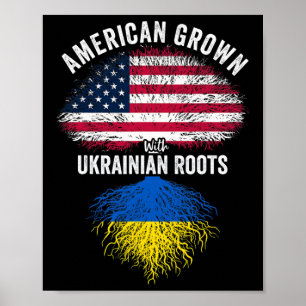 American Grown With Ukrainian Roots Usa Ukraine Fl Poster