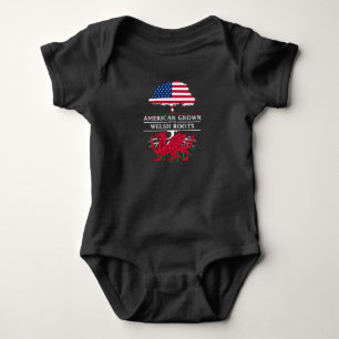 American Grown with Welsh Roots   Wales Design Baby Bodysuit