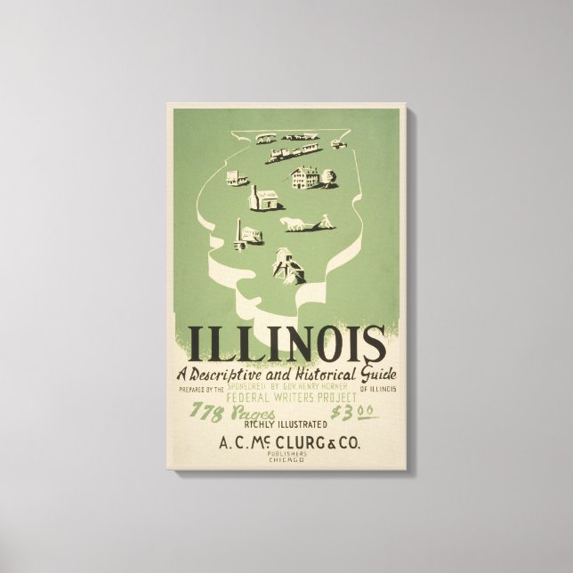 American Guide Series Volume On Illinois. Canvas Print (Front)