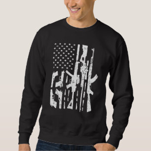 American Gun Flag Hand Gun Rifle Sniper Bullets Di Sweatshirt