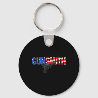 American Gunsmith Patriot Usa Flag Retro Style Gun Keychain