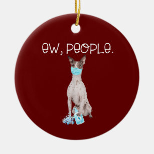 American Hairless Terrier Ew People Dog Wearing Ceramic Ornament