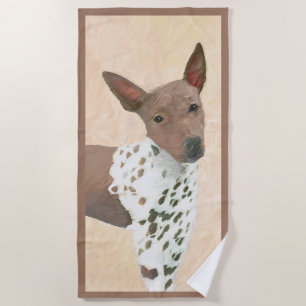American Hairless Terrier Painting - Dog Art Beach Towel
