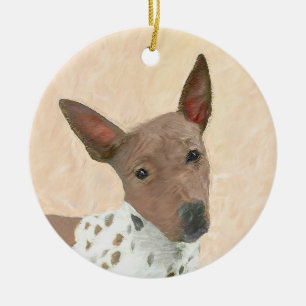 American Hairless Terrier Painting - Dog Art Ceramic Ornament