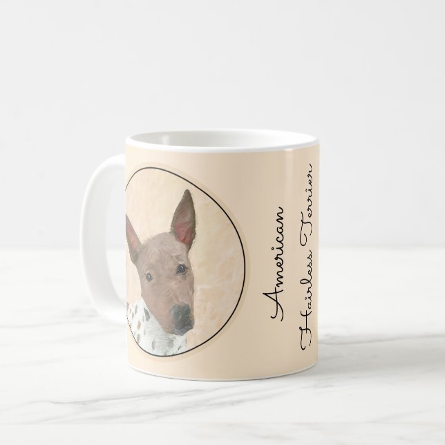 American Hairless Terrier Painting - Dog Art Coffee Mug (Front Left)
