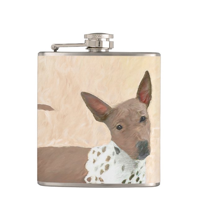 American Hairless Terrier Painting - Dog Art Hip Flask (Front)