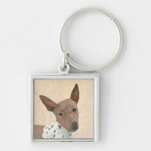 American Hairless Terrier Painting - Dog Art Keychain