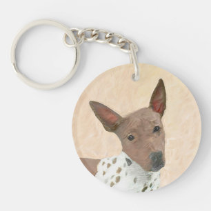 American Hairless Terrier Painting - Dog Art Keychain