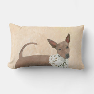 American Hairless Terrier Painting - Dog Art Lumbar Pillow