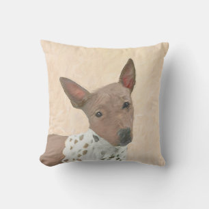 American Hairless Terrier Painting - Dog Art Outdoor Pillow