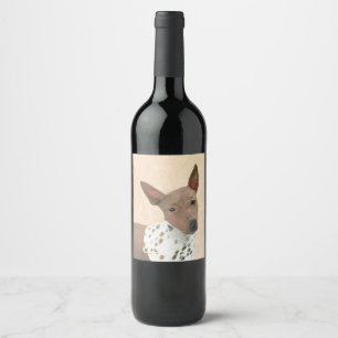 American Hairless Terrier Painting - Dog Art Wine Label