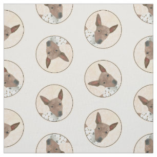 American Hairless Terrier Tan Painting Dog Art Fabric