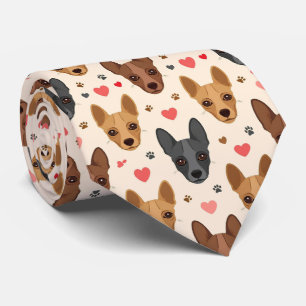 American Hairless Terrier Valentine Hearts Pattern Tie