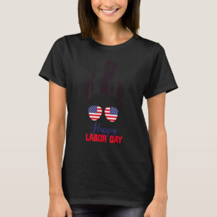 American Happy Labor Day Messy Bun Hair T-Shirt