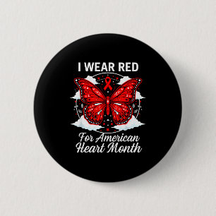 American Heart Disease Awareness Month Ribbon Red 2 Inch Round Button