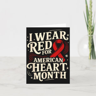 American Heart Disease Awareness Month Ribbon Red Card