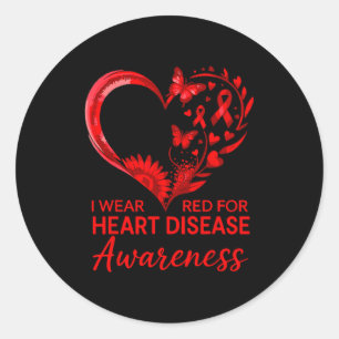 American Heart Disease Awareness Month Ribbon Red Classic Round Sticker