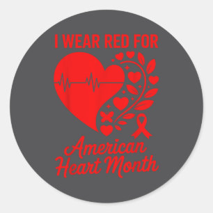 American Heart Disease Awareness Month Ribbon Red Classic Round Sticker