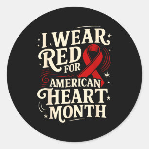 American Heart Disease Awareness Month Ribbon Red  Classic Round Sticker