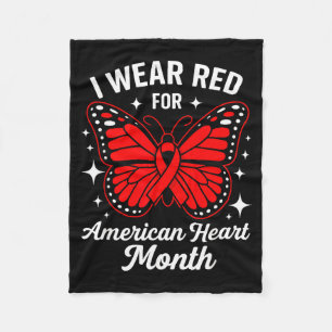 American Heart Disease Awareness Month Ribbon Red Fleece Blanket