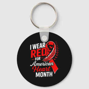 American Heart Disease Awareness Month Ribbon Red  Keychain