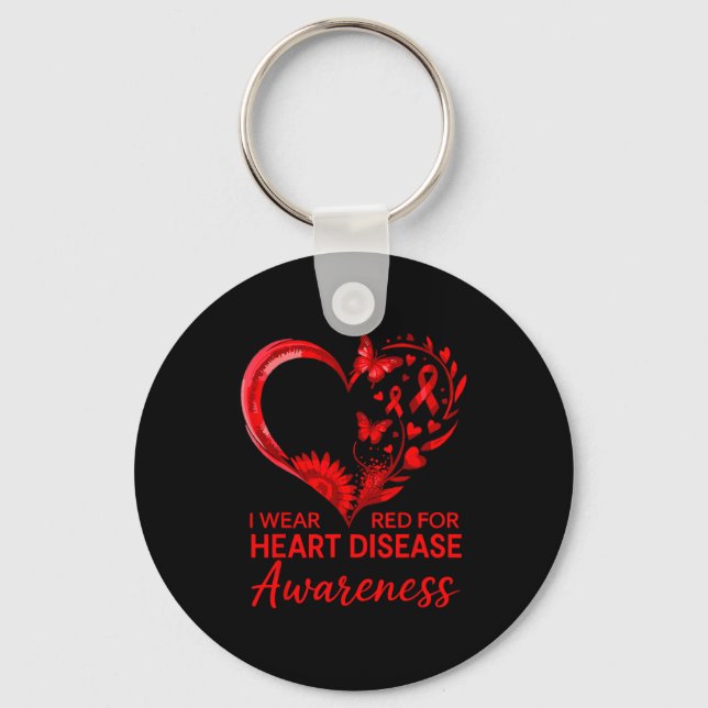 American Heart Disease Awareness Month Ribbon Red  Keychain (Front)