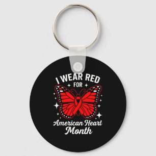 American Heart Disease Awareness Month Ribbon Red  Keychain