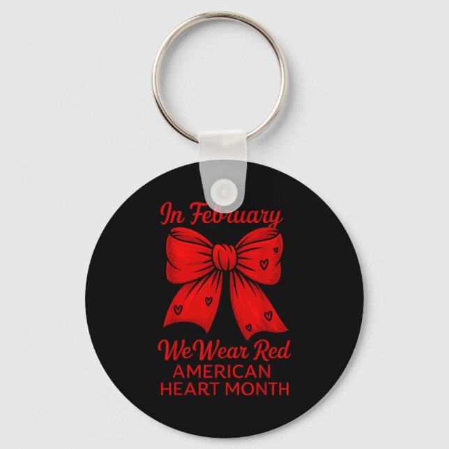 American Heart Disease Awareness Month Ribbon Red  Keychain (Front)