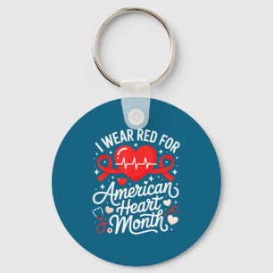 American Heart Disease Awareness Month Ribbon Red  Keychain