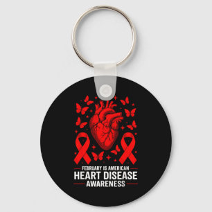 American Heart Disease Awareness Month Ribbon Red  Keychain