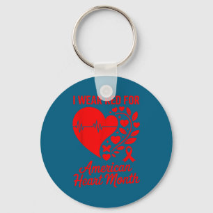 American Heart Disease Awareness Month Ribbon Red  Keychain