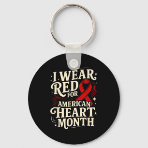 American Heart Disease Awareness Month Ribbon Red  Keychain