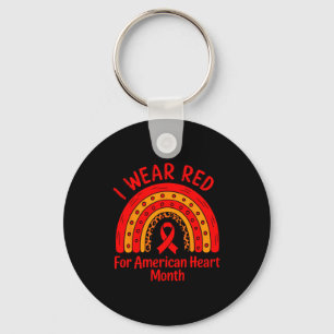American Heart Disease Awareness Month Ribbon Red  Keychain