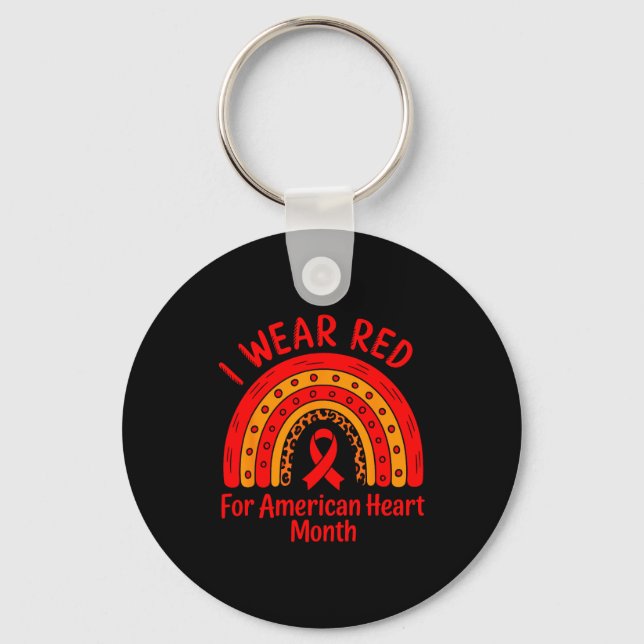 American Heart Disease Awareness Month Ribbon Red  Keychain (Front)