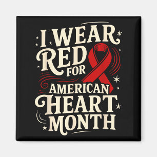 American Heart Disease Awareness Month Ribbon Red Magnet