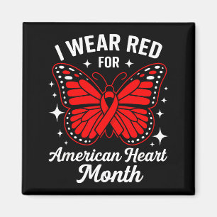 American Heart Disease Awareness Month Ribbon Red Magnet