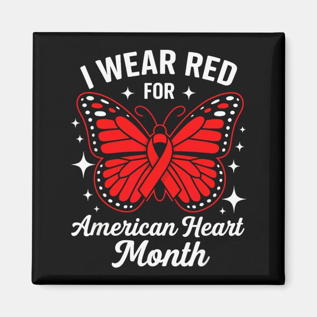 American Heart Disease Awareness Month Ribbon Red  Magnet (Front)