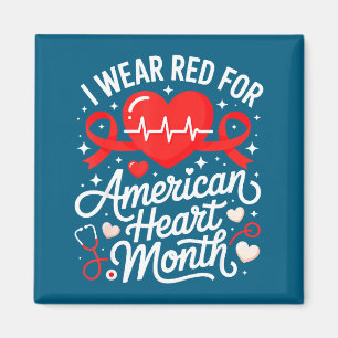 American Heart Disease Awareness Month Ribbon Red Magnet