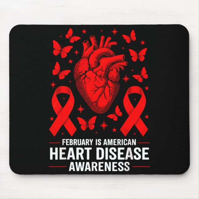 American Heart Disease Awareness Month Ribbon Red  Mouse Pad (Front)