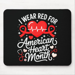 American Heart Disease Awareness Month Ribbon Red  Mouse Pad