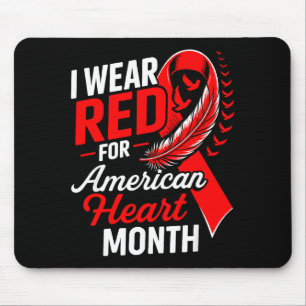 American Heart Disease Awareness Month Ribbon Red  Mouse Pad