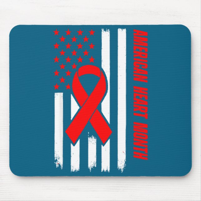 American Heart Disease Awareness Month Ribbon Red  Mouse Pad (Front)